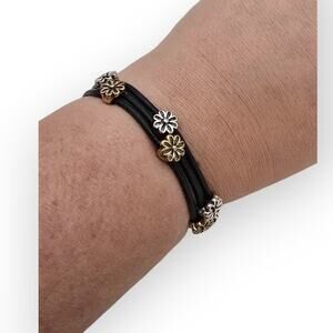 Lucky Brand Leather Floral Bracelet Fairycore Cottagecore Boho